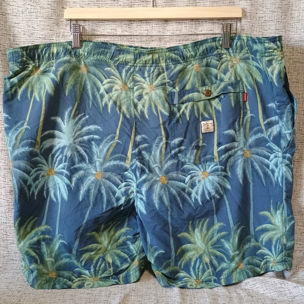 Tommy Bahama Naples Paradise Palm Swim Trunks Blue Green Mens XXL 2XL 7 Inch